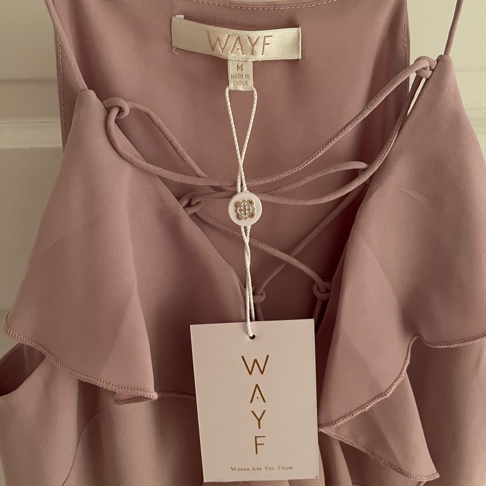 WAYF CRISSCROSS RUFFLE BLOUSE - Picture 2 of 3